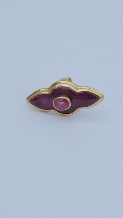 Plum Enamel Gemstone Ring