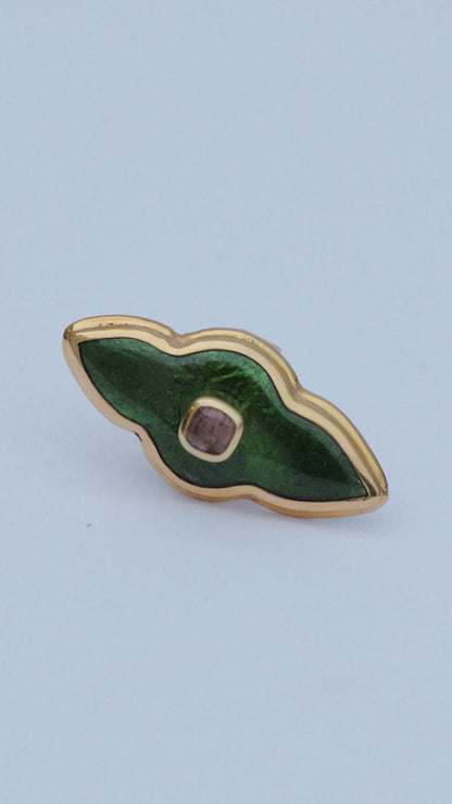 Green Enamel Gemstone Ring