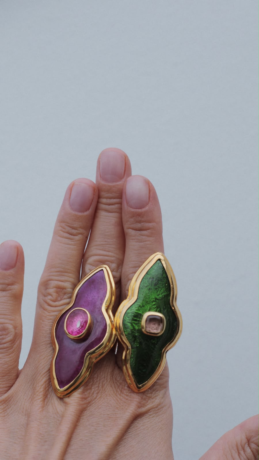 Plum Enamel Gemstone Ring