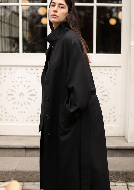 Helena black trench coat