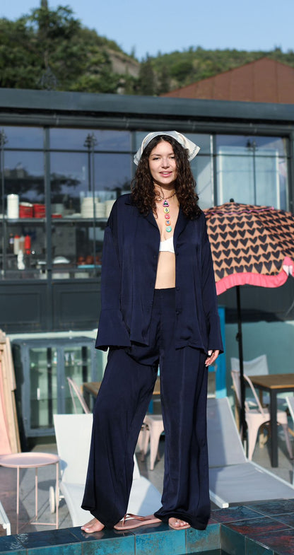 IERI Classic Navy Button-Up pajama shirt