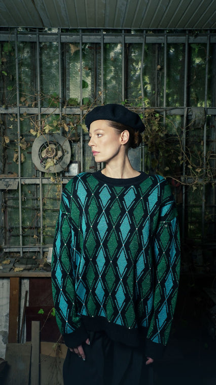 Sweater W/ Green And Blue Details