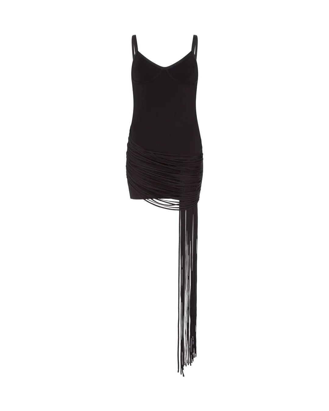 FRINGE DRAPE DETAIL CAMI MINI KNIT DRESS