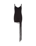 FRINGE DRAPE DETAIL CAMI MINI KNIT DRESS