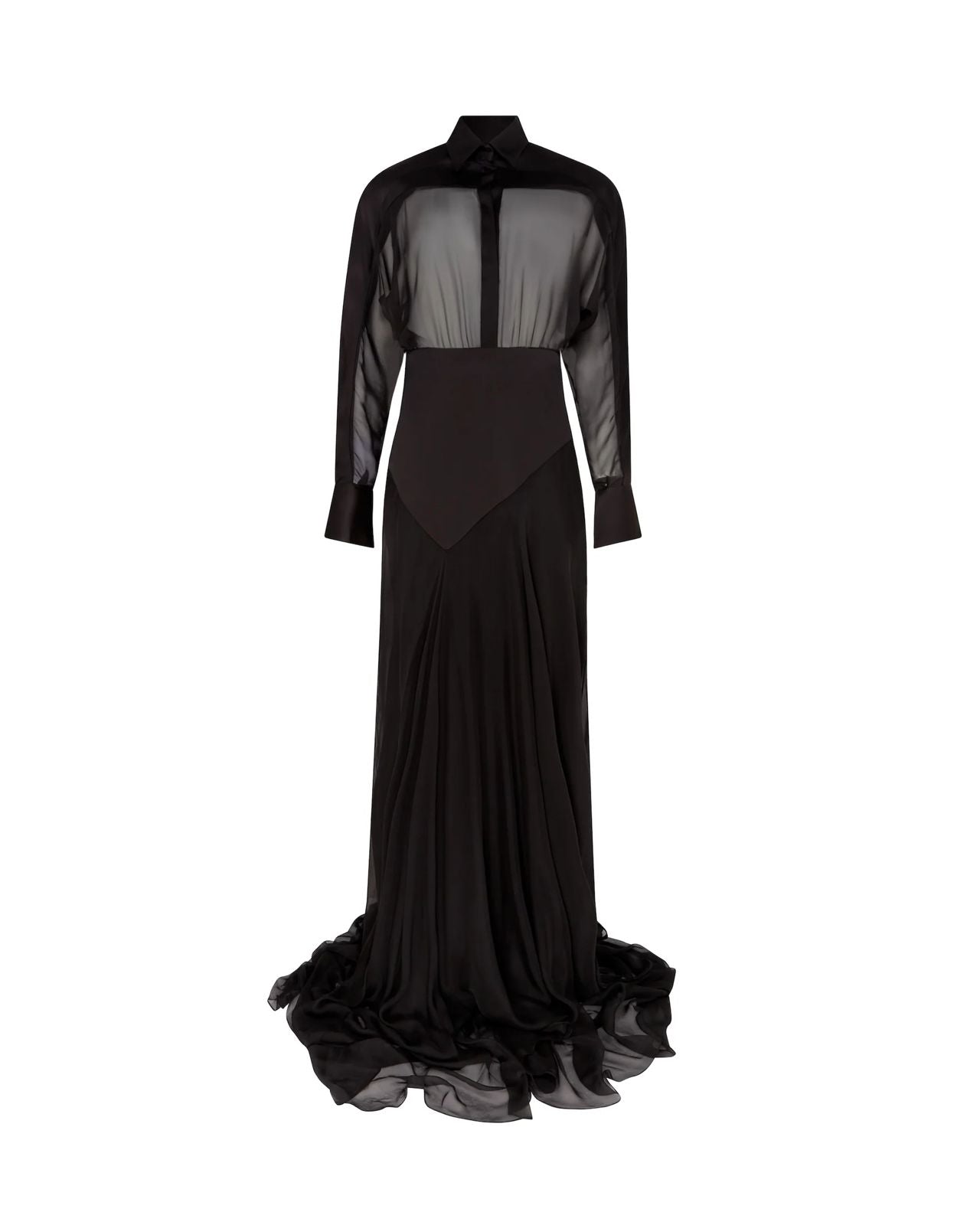 Collared Contrast Panel Gown