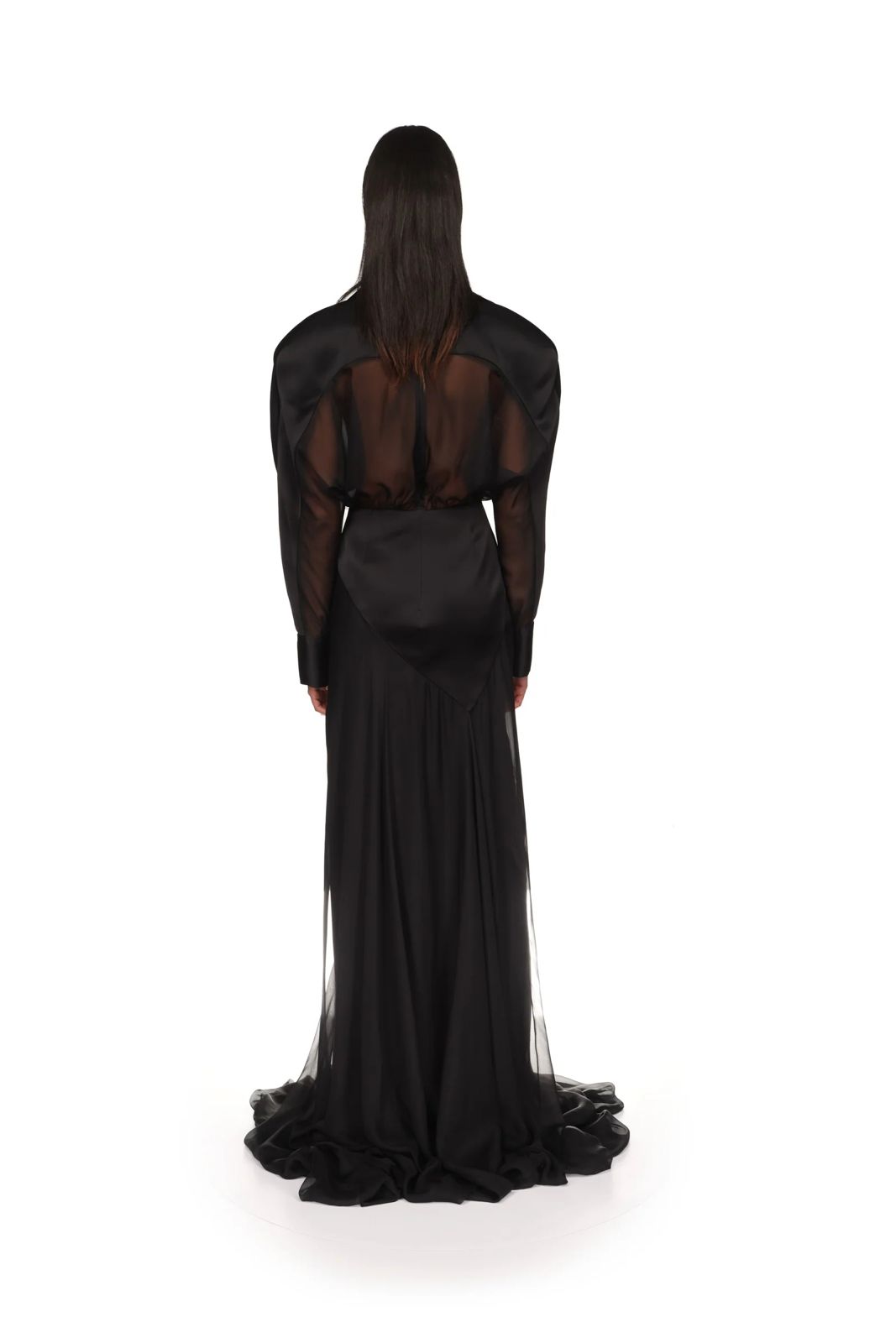 Collared Contrast Panel Gown