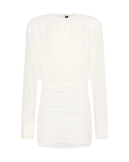 Ruched Long Sleeve Mini Dress