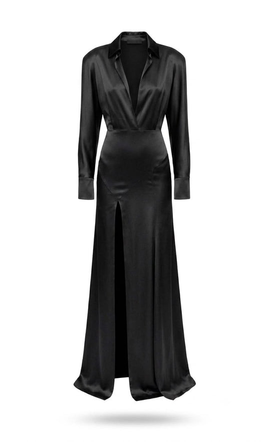 Collared Gown w Open Leg