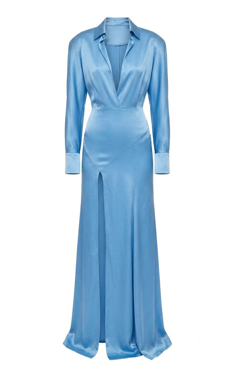 Collared Gown w Open Leg