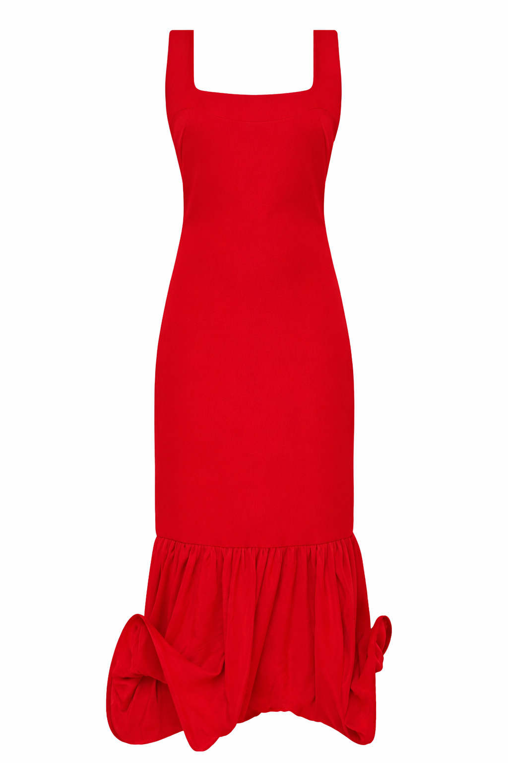 Circle-bottomed dress in red