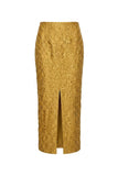 Yellow Jacquard Skirt wit slit