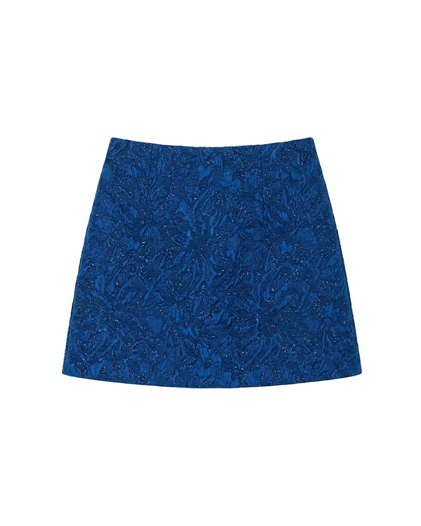 Blue Jacquard Skirt Short