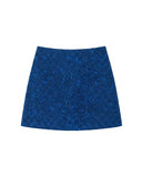 Blue Jacquard Skirt Short