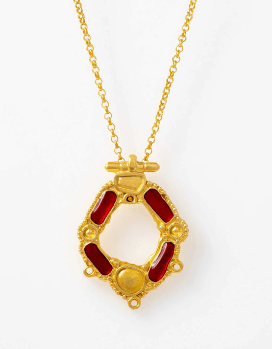 chronos necklace with red enemal