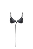 Black leather bra