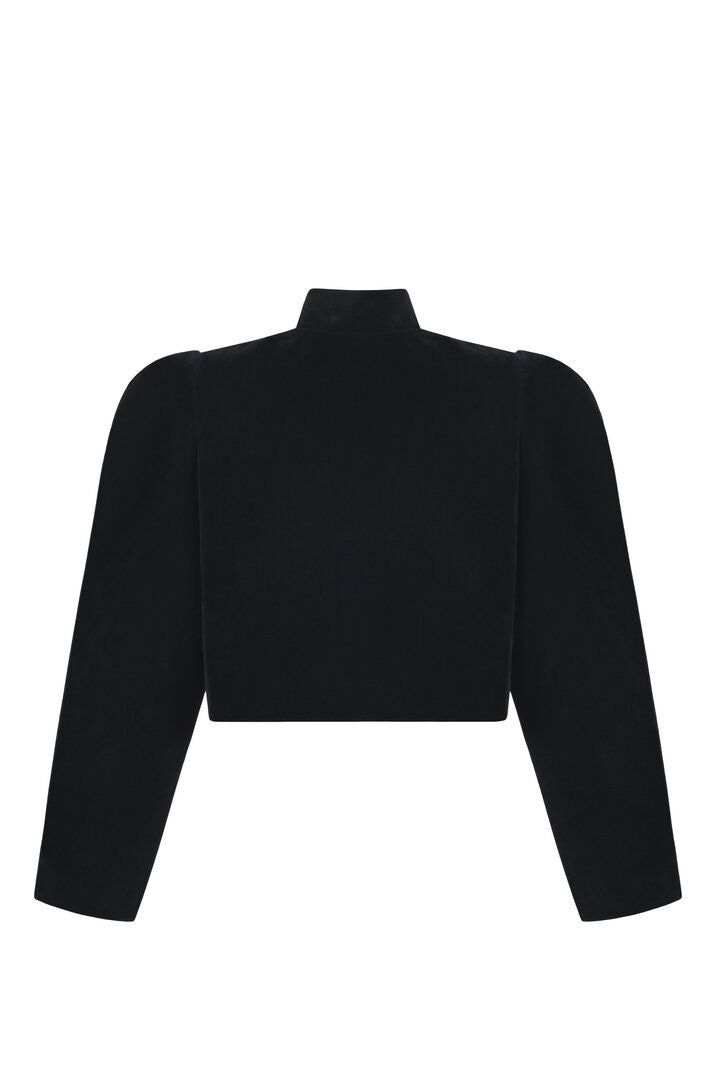 Puff-sleeved velvet jacket