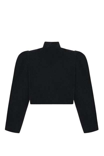 Puff-sleeved velvet jacket