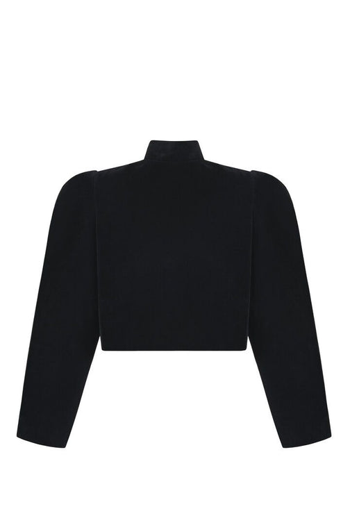 Puff-sleeved velvet jacket
