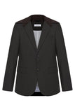 jacket with suede collar