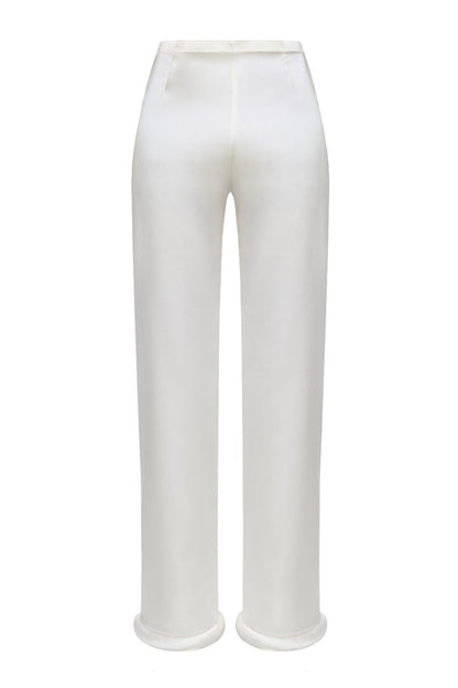 Hight-Waist Pants With Cuffed Hem