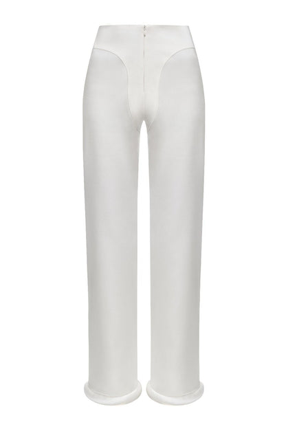 Hight-Waist Pants With Cuffed Hem