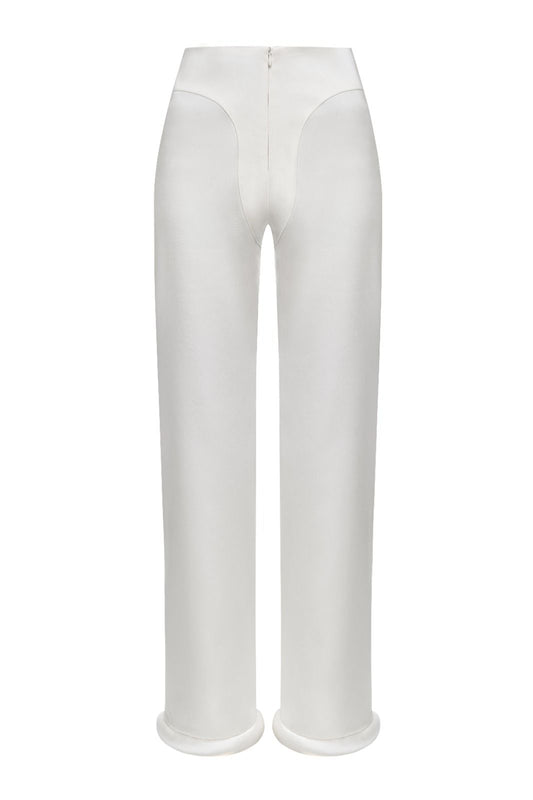 Hight-Waist Pants With Cuffed Hem