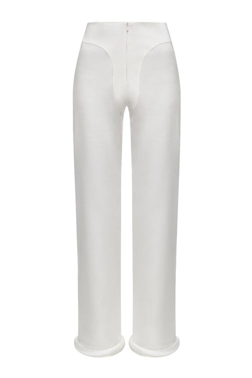 Hight-Waist Pants With Cuffed Hem