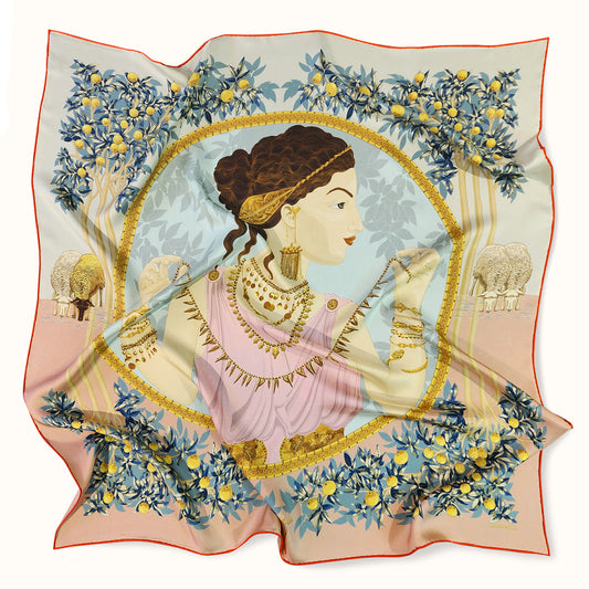 Scarf "COLCHIS" silk on a pink background