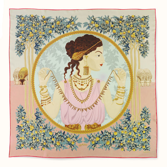 Scarf "COLCHIS" silk on a pink background