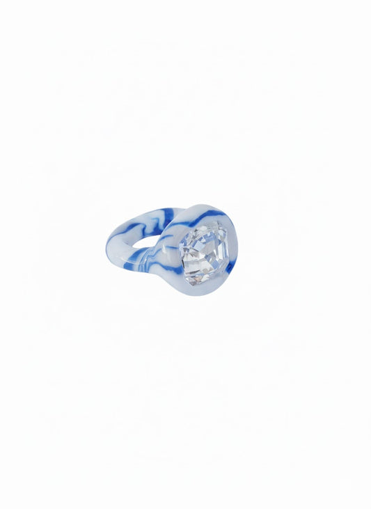 multicolor ring white/blue W white stone