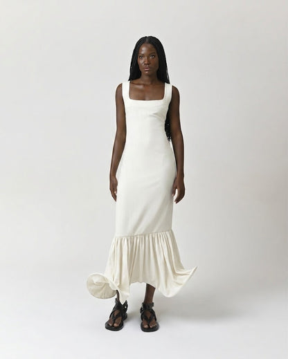 Circle-Pantsed Dress White