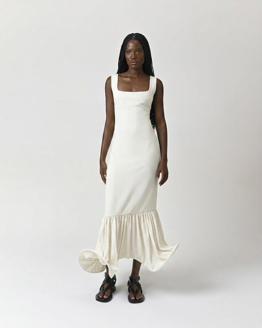 Circle-Pantsed Dress White