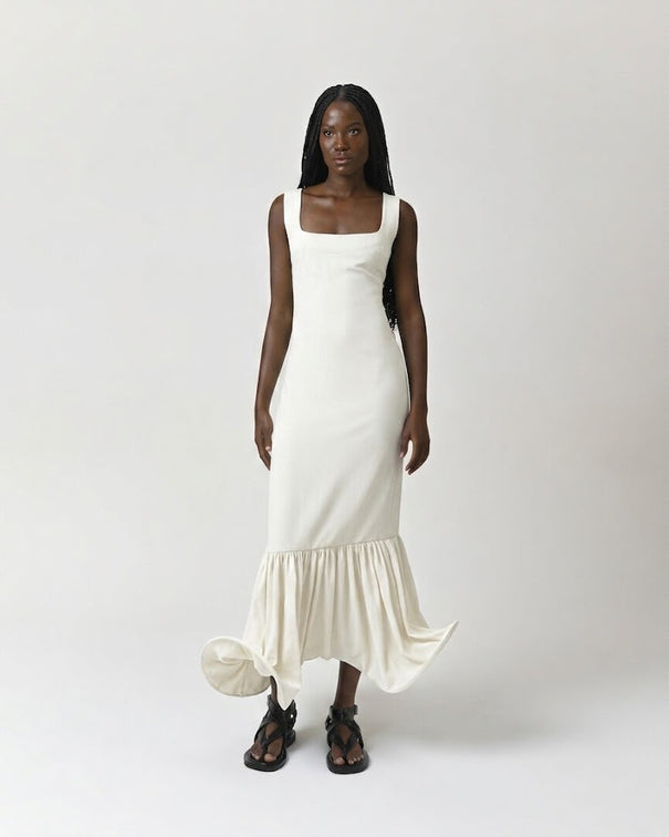 Circle-Pantsed Dress White