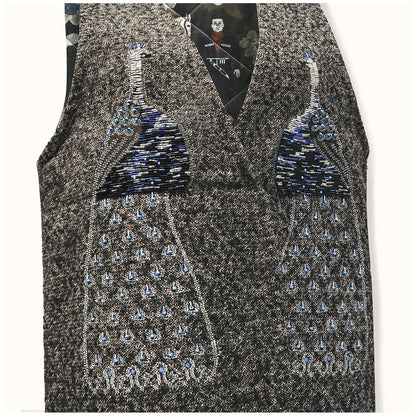 Wool Vest "PEACOCKS" With Embroidery