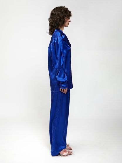 BLUE SILK PANTS