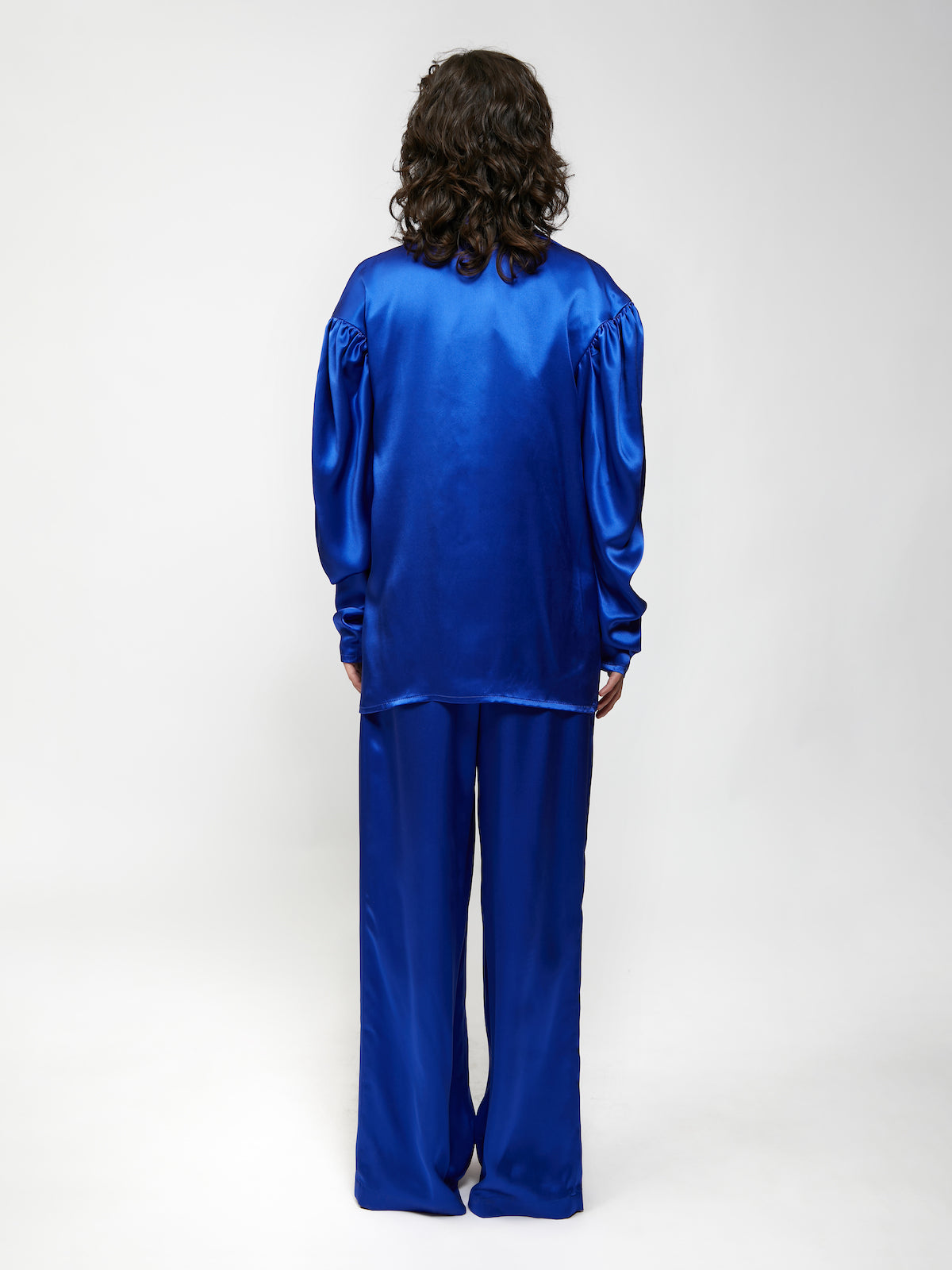 BLUE SILK PANTS