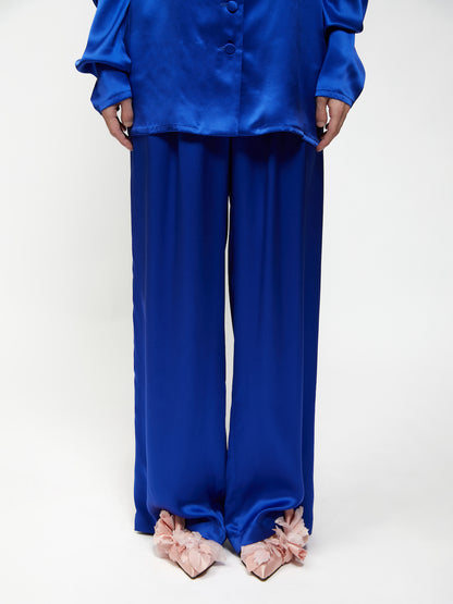 BLUE SILK PANTS