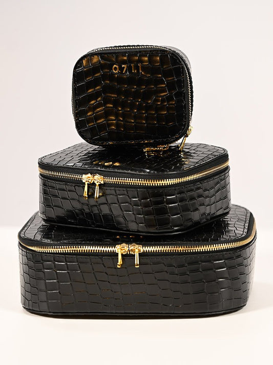 Large Black Ela Cosmetic Bag