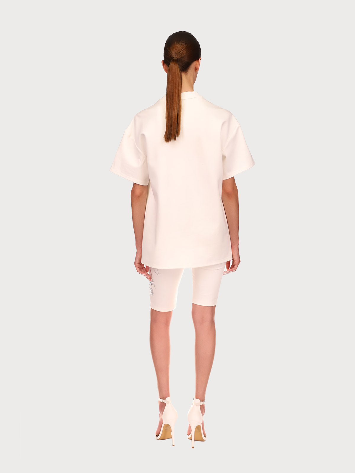 White T-Shirt With Crystal Details