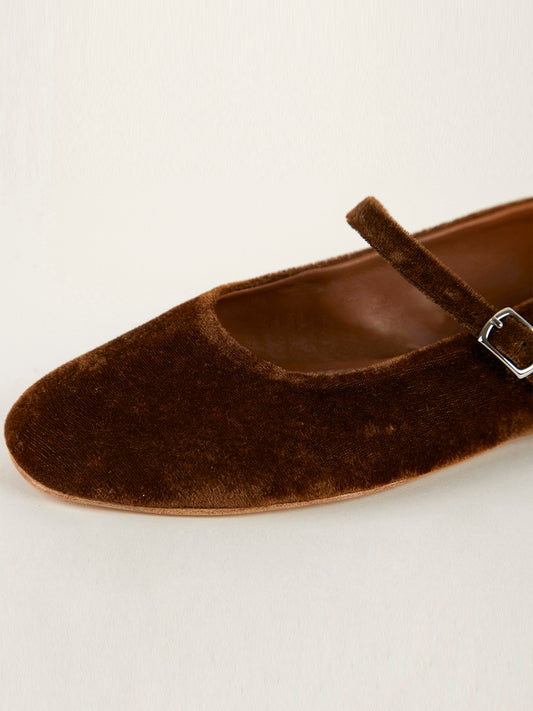 RIVER MARY JANES — BROWN VELVET