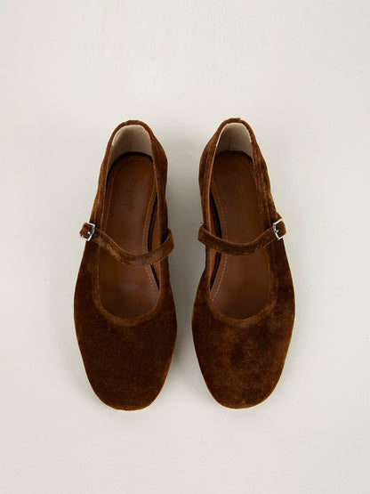 RIVER MARY JANES — BROWN VELVET