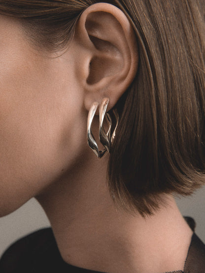 Silver twisted earrings