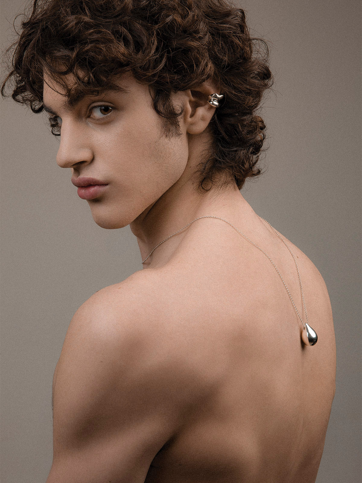 Silver folded ear cuff