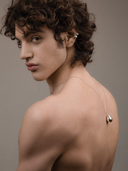 Silver folded ear cuff